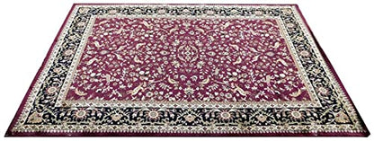 Prince Carpets Supersoft Kashmiri Silk Luxury Persian Design Anti Skid Backing Washable Carpets for Living Room Bedroom Drawing Room Hall Home Maroon Color 5 x7 feet