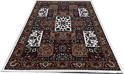 Prince Carpets Kashmiri Supersoft Wool Blend Persian Carpet for Living Room Bedroom Dining Room Hall with 15mm Thickness Non Slip Washable Carpet White Color 5 x 7 feet