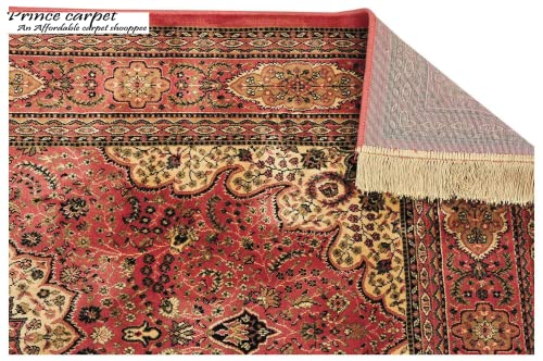 Prince Carpets Supersoft Kashmiri Silk Luxury Persian Design Anti Skid Backing Washable Carpets for Living Room Bedroom Drawing Room Hall Home Pink Color 9 x 12 feet