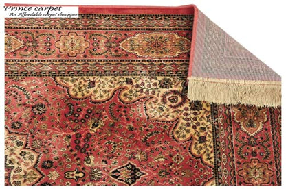 Prince Carpets Supersoft Kashmiri Silk Luxury Persian Design Anti Skid Backing Washable Carpets for Living Room Bedroom Drawing Room Hall Home Pink Color 9 x 12 feet