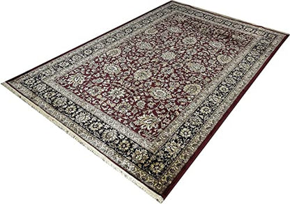 Prince Carpets Supersoft Kashmiri Silk Luxury Persian Design Anti Skid Backing Washable Carpets for Living Room Bedroom Drawing Room Hall Home Maroon Color 4 x 6 feet