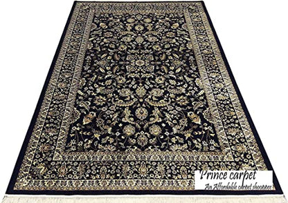 Prince Carpets Supersoft Kashmiri Silk Luxury Persian Design Anti Skid Backing Washable Carpets for Living Room Bedroom Drawing Room Hall Home Grey Color 6 x 9 feet