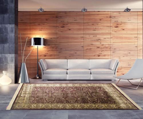 Prince Carpets Supersoft Kashmiri Silk Luxury Persian Design Anti Skid Backing Washable Carpets for Living Room Bedroom Drawing Room Hall Home Maroon Color 6 x 9 feet