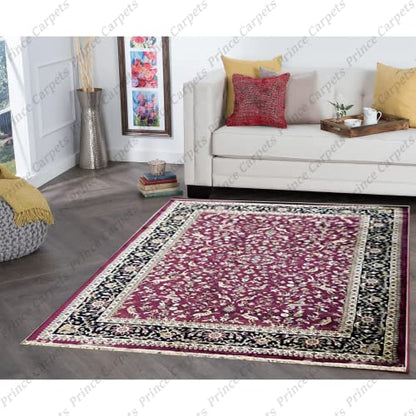 Prince Carpets Supersoft Kashmiri Silk Luxury Persian Design Anti Skid Backing Washable Carpets for Living Room Bedroom Drawing Room Hall Home Maroon Color 5 x7 feet