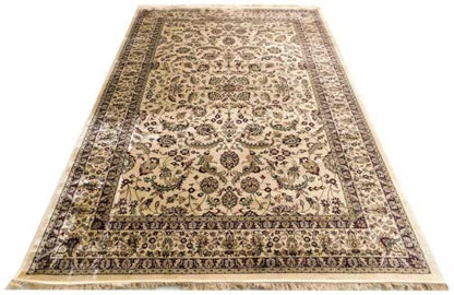 Prince Carpets Supersoft Kashmiri Silk Luxury Persian Design Anti Skid Backing Washable Carpets for Living Room Bedroom Drawing Room Hall Home Cream Color 9 x 12 feet