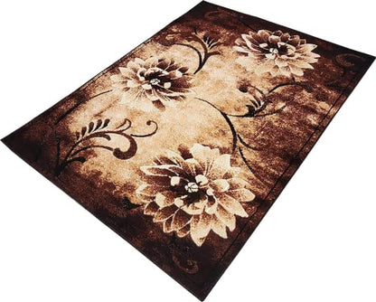 Prince Carpets Embossed Carved Supersoft Wool Blend Modern Design Carpets for Living Room Home Bedroom Drawing Room Hall with 1 inch Thickness Brown Color 6 x 8 feet