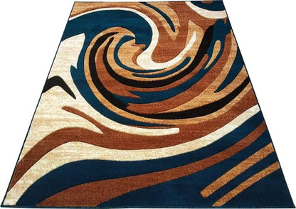 Prince Carpets Embossed Carved Supersoft Wool Blend Abstract Design Carpets for Living Room Home Bedroom Drawing Room Hall with 1 inch Thickness Multi Color 5 x 7 feet