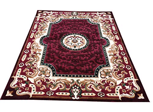 Prince Carpets Embossed Carved Supersoft Wool Blend Modern Design Carpets for Living Room Home Bedroom Drawing Room Hall with 1 inch Thickness Multi Color 6 x 8 feet