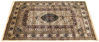 Prince Carpets Supersoft Kashmiri Silk Luxury Persian Design Anti Skid Backing Washable Carpets for Living Room Bedroom Drawing Room Hall Home Cream Color 8 x 11 feet