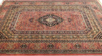 Prince Carpets Supersoft Kashmiri Silk Luxury Persian Design Anti Skid Backing Washable Carpets for Living Room Bedroom Drawing Room Hall Home Pink Color 6 x 9 feet