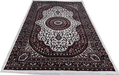 Prince Carpets Kashmiri Supersoft Wool Blend Persian Carpet for Living Room1 inch Thickness Anti Skid Washable Carpet White Color 8 x 11 feet