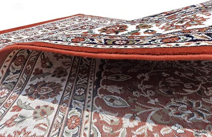 Prince Carpets Kashmiri Supersoft Wool Blend Persian Design Carpet for Living Room Bedroom Drawing Room Hall Anti Slip Backing Thick Washable Carpet Rust Color 6 x 9 feet