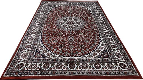 Prince Carpets Kashmiri Supersoft Wool Blend Persian Design Carpet for Living Room Bedroom Drawing Room Hall Anti Slip Backing Thick Washable Carpet Rust Color 6 x 9 feet