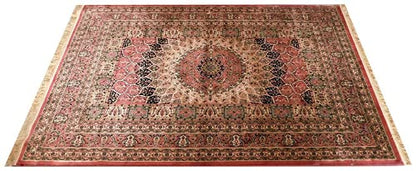 Prince Carpets Supersoft Kashmiri Silk Luxury Persian Design Anti Skid Backing Washable Carpets for Living Room Bedroom Drawing Room Hall Home Pink Color 8 x 11 feet