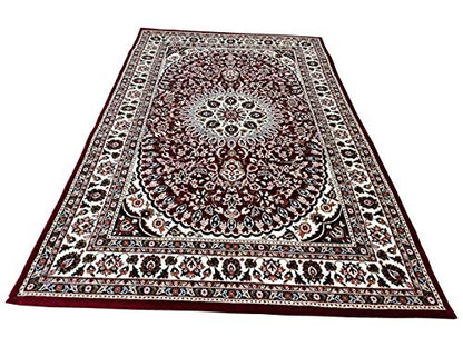 Prince Carpets Supersoft Kashmiri Silk Luxury Persian Design Anti Skid Backing Washable Carpets for Living Room Bedroom Drawing Room Dining Room Hall Home Maroon Color 6 x 9 feet