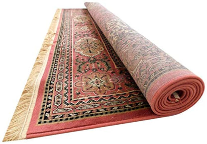 Prince Carpets Supersoft Kashmiri Silk Luxury Persian Design Anti Skid Backing Washable Carpets for Living Room Bedroom Drawing Room Hall Home Pink Color 8 x 11 feet