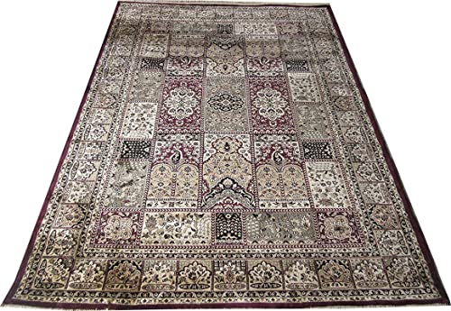 Prince Carpets Supersoft Kashmiri Silk Luxury Persian Design Anti Skid Backing Washable Carpets for Living Room Bedroom Drawing Room Hall Home Maroon Color 8 x 11 feet