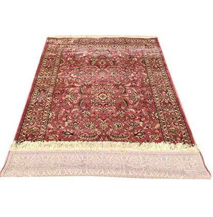 Prince Carpets Kashmiri Silk Traditional Persian Design Luxury Carpets for Home Living Room Hall (Pink C, 4 x 6)