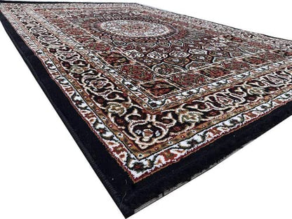 Prince Carpets Kashmiri Supersoft Wool Blend Persian Carpet for Living Room Bedroom Dining Room Hall with 15mm Thickness Non Slip Washable Carpet Blue Color 4 x 6 feet