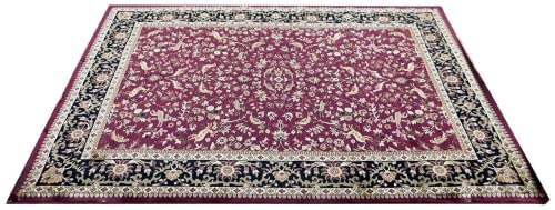 Prince Carpets Supersoft Kashmiri Silk Luxury Persian Design Anti Skid Backing Washable Carpets for Living Room Bedroom Drawing Room Hall Home Maroon Color 8 x 11 feet
