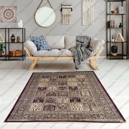 Prince Carpets Supersoft Kashmiri Silk Luxury Persian Design Anti Skid Backing Washable Carpets for Living Room Bedroom Drawing Room Hall Home Black Color 2 x 6 feet