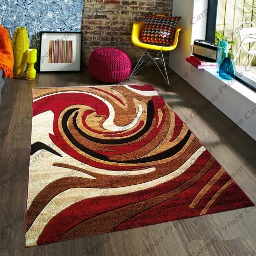 Prince Carpets Embossed Carved Supersoft Wool Blend Modern Design Carpets for Living Room Home Bedroom Drawing Room Hall with 1 inch Thickness Multi Color 6 x 8 feet