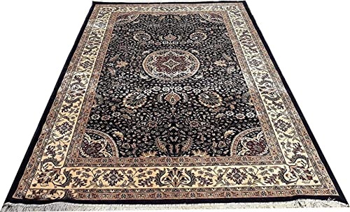 Prince Carpets Supersoft Kashmiri Silk Luxury Persian Design Anti Skid Backing Washable Carpets for Living Room Bedroom Drawing Room Hall Home Grey Color 4 x 6 feet