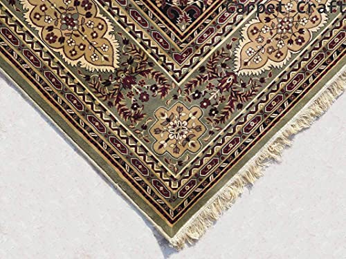 Prince Carpets Supersoft Kashmiri Silk Luxury Persian Design Anti Skid Backing Washable Carpets for Living Room Bedroom Drawing Room Hall Home Green Color 2 x 6 feet