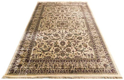 Prince Carpets Supersoft Kashmiri Silk Luxury Persian Design Anti Skid Backing Washable Carpets for Living Room Bedroom Drawing Room Hall Home Cream Color 6 x 9 feet