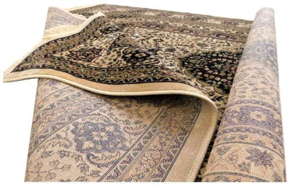 Prince Carpets Supersoft Kashmiri Silk Luxury Persian Design Anti Skid Backing Washable Carpets for Living Room Bedroom Drawing Room Hall Home Cream Color 4 x 6 feet
