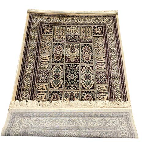 Prince Carpets Supersoft Kashmiri Silk Luxury Persian Design Anti Skid Backing Washable Carpets for Living Room Bedroom Drawing Room Dining Room Hall Home Ivory Color 6 x 9 feet