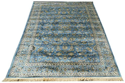 Prince Carpets Supersoft Kashmiri Silk Luxury Persian Design Anti Skid Backing Washable Carpets for Living Room Bedroom Drawing Room Hall Home Grey Color 9 x 12 feet