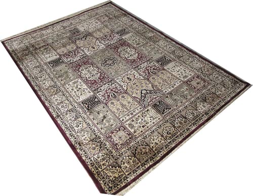 Prince Carpets Supersoft Kashmiri Silk Luxury Persian Design Anti Skid Backing Washable Carpets for Living Room Bedroom Drawing Room Hall Home Maroon Color 8 x 11 feet