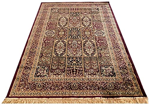 Prince Carpets Supersoft Kashmiri Silk Luxury Persian Design Anti Skid Backing Washable Carpets for Living Room Bedroom Drawing Room Hall Home Cream Color 5 x7 feet