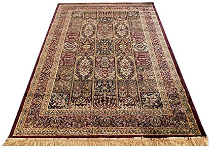 Prince Carpets Supersoft Kashmiri Silk Luxury Persian Design Anti Skid Backing Washable Carpets for Living Room Bedroom Drawing Room Hall Home Cream Color 5 x7 feet