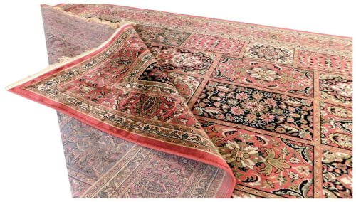 Prince Carpets Supersoft Kashmiri Silk Luxury Persian Design Anti Skid Backing Washable Carpets for Living Room Bedroom Drawing Room Hall Home Pink Color 8 x 11 feet