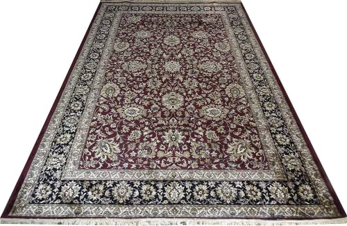 Prince Carpets Supersoft Kashmiri Silk Luxury Persian Design Anti Skid Backing Washable Carpets for Living Room Bedroom Drawing Room Hall Home Maroon Color 8 x 11 feet