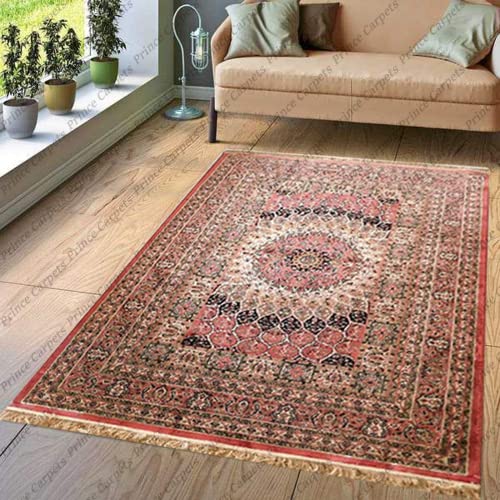 Prince Carpets Supersoft Kashmiri Silk Luxury Persian Design Anti Skid Backing Washable Carpets for Living Room Bedroom Drawing Room Hall Home Pink Color 9 x 12 feet