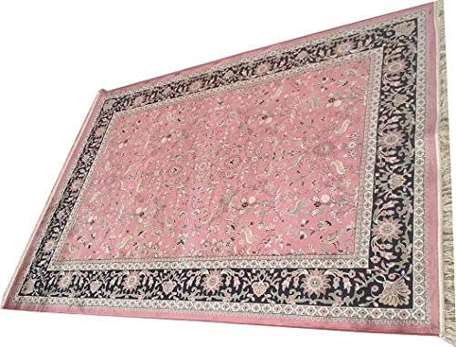 Prince Carpets Supersoft Kashmiri Silk Luxury Persian Design Anti Skid Backing Washable Carpets for Living Room Bedroom Drawing Room Hall Home Pink Color 8 x 11 feet