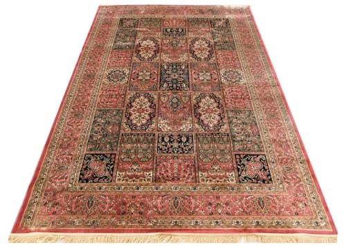 Prince Carpets Supersoft Kashmiri Silk Luxury Persian Design Anti Skid Backing Washable Carpets for Living Room Bedroom Drawing Room Hall Home Pink Color 8 x 11 feet