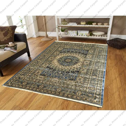 Prince Carpets Supersoft Kashmiri Silk Luxury Persian Design Anti Skid Backing Washable Carpets for Living Room Bedroom Drawing Room Hall Home Grey Color 9 x 12 feet