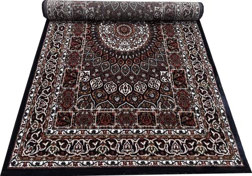 Prince Carpets Kashmiri Supersoft Wool Blend Persian Carpet for Living Room Bedroom Dining Room Hall with 15mm Thickness Non Slip Washable Carpet Blue Color 4 x 6 feet