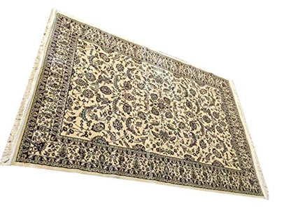 Prince Carpets Supersoft Kashmiri Silk Luxury Persian Design Anti Skid Backing Washable Carpets for Living Room Bedroom Drawing Room Dining Room Hall Home Cream Color 6 x 9 feet