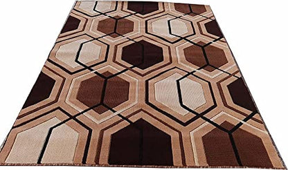 Prince Carpets Embossed Carved Supersoft Wool Blend Modern Design Carpets for Living Room Home Bedroom Drawing Room Hall with 1 inch Thickness Gold Color 6 x 8 feet