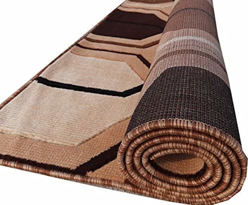 Prince Carpets Embossed Carved Supersoft Wool Blend Modern Design Carpets for Living Room Home Bedroom Drawing Room Hall with 1 inch Thickness Gold Color 5 x 7 feet