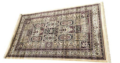 Prince Carpets Supersoft Kashmiri Silk Luxury Persian Design Anti Skid Backing Washable Carpets for Living Room Bedroom Drawing Room Dining Room Hall Home Ivory Color 6 x 9 feet