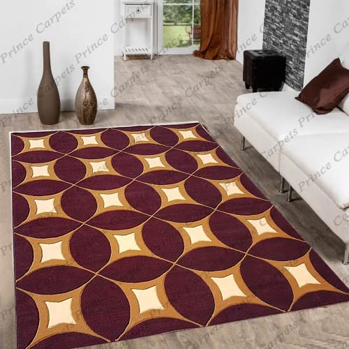 Prince Carpets Embossed Carved Supersoft Wool Blend Modern Design Carpets for Living Room Home Bedroom Drawing Room Hall with 1 inch Thickness Multi Color 6 x 8 feet