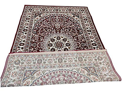 Prince Carpets Supersoft Kashmiri Silk Luxury Persian Design Anti Skid Backing Washable Carpets for Living Room Bedroom Drawing Room Dining Room Hall Home Maroon Color 6 x 9 feet