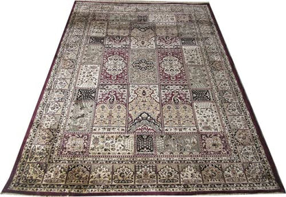 Prince Carpets Supersoft Kashmiri Silk Luxury Persian Design Anti Skid Backing Washable Carpets for Living Room Bedroom Drawing Room Hall Home Maroon Color 8 x 11 feet