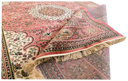 Prince Carpets Supersoft Kashmiri Silk Luxury Persian Design Anti Skid Backing Washable Carpets for Living Room Bedroom Drawing Room Hall Home Pink Color 9 x 12 feet